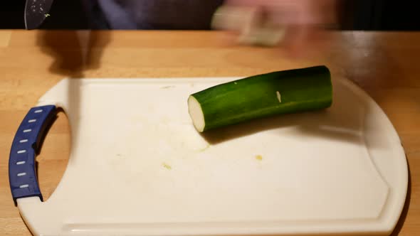 Cutting of fresh zucchini