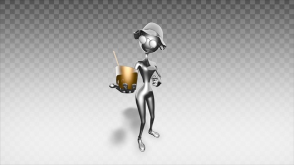 Silver 3D Woman - Cartoon Show Fast Food