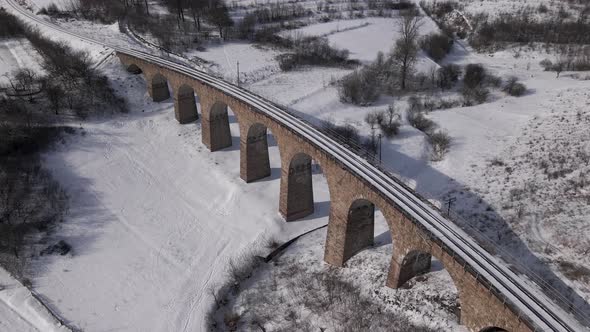 Aerial Drone View of a Railway Stone Viaduct