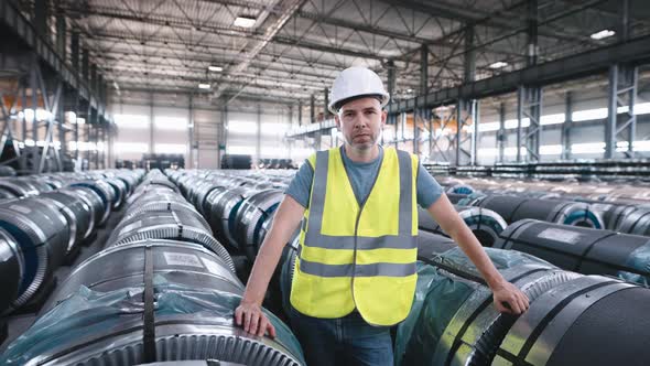 A Working Man in a Rolled Metal Warehouse