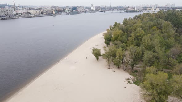 The Main River of Ukraine - Dnipro Near Kyiv. Slow Motion