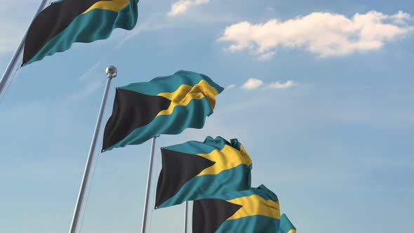 Flying Flags of Bahamas