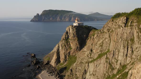 Lighthouse Baluzek on the Coast of the Sea of Japan