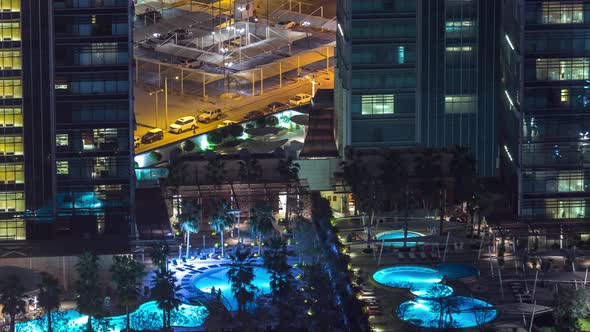 The Skyline of the West Bay Area From Top in Doha Timelapse Qatar