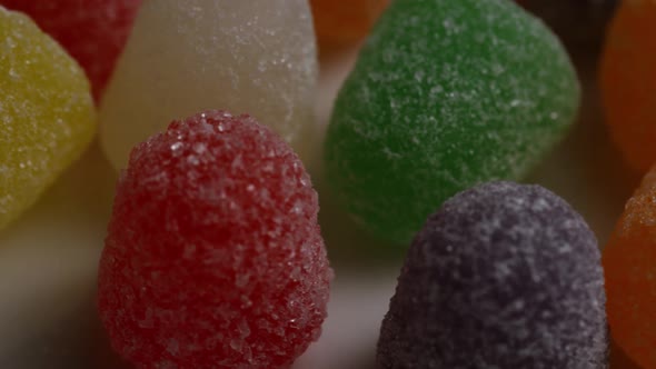 Rotating shot of gumdrop candy 