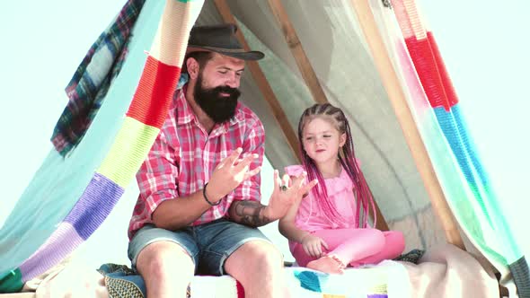 Dad and Kid at Family Camping