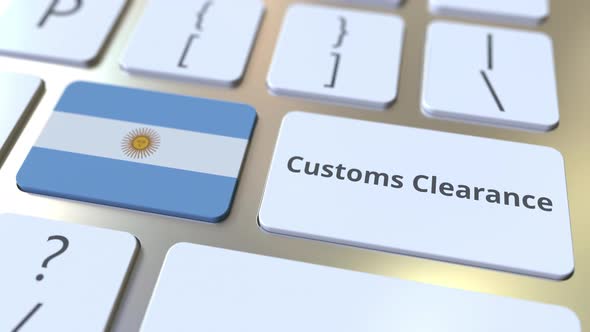 CUSTOMS CLEARANCE Text and Flag of Argentina on the Buttons