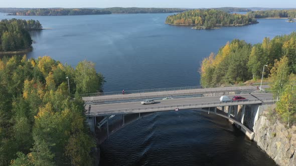 The Speedboat on the Water in Finland on a Drone Shot