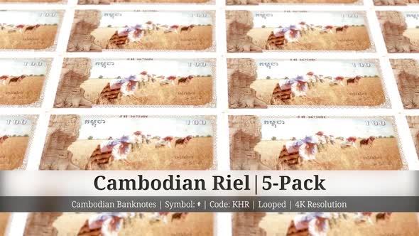 Cambodian Riel | Cambodia Currency - 5 Pack | 4K Resolution | Looped