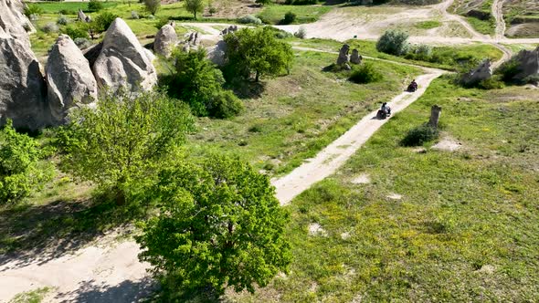 Quad bike safari in Cappadocia aerial view 4 K