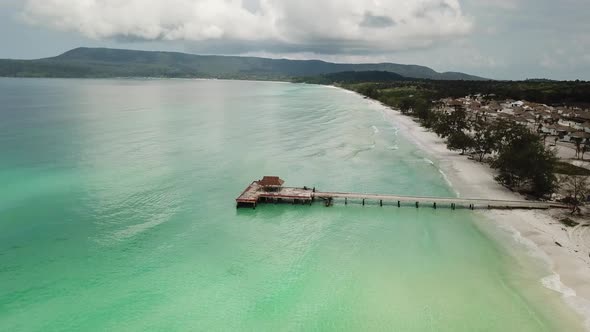 Koh Rong Island and Beach Aerial View in Cambodia