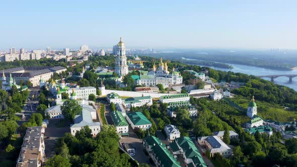 Magical Aerial View of the Kiev Pechersk Lavra Monastery