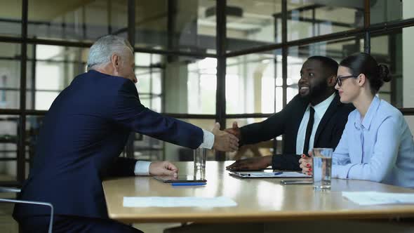 Business Partners Shaking Hands Meeting Room, Project Negotiation, Cooperation