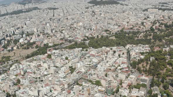 Wide Aerial Drone View Over Athens, Greece Cityscape at Daylight