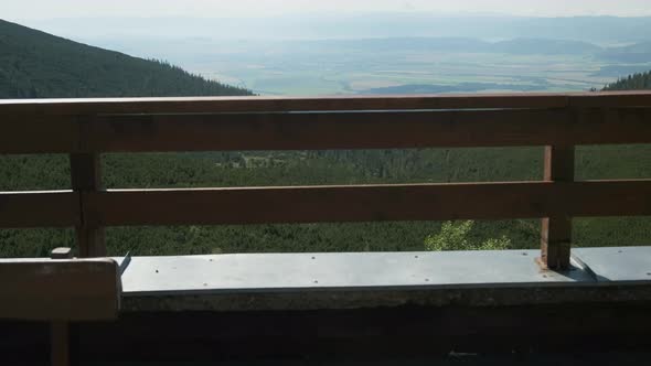 Opening of Amazing View on the Valley From the Terrace with Wooden Railings