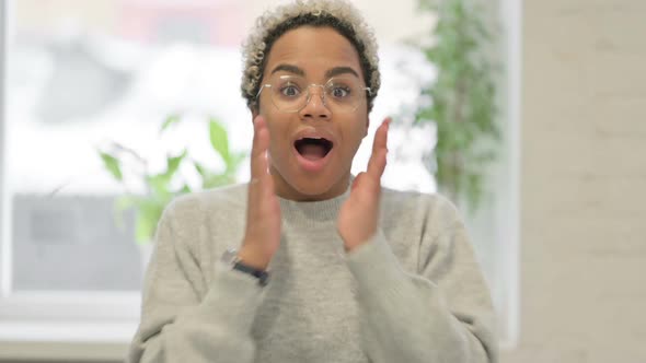 Portrait of Excited African Woman Feeling Surprised