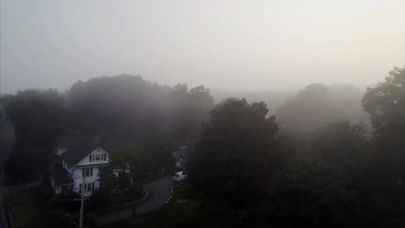 Foggy Sunrise Over Brewster Village in Upstate New York