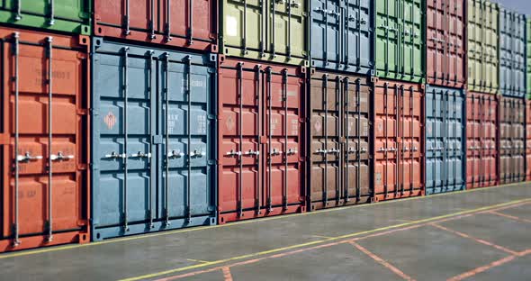 Moving Along Stacks of Cargo Containers, Seamless Loop alt