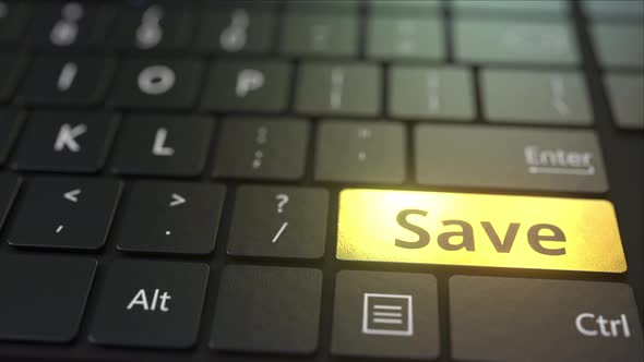 Black Computer Keyboard and Gold Save Key alt