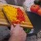 Green Red And Yellow Peppers Diced And Put In Bowl 01 - VideoHive Item for Sale