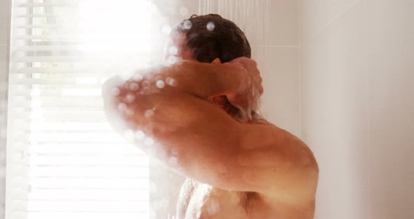 浴室でシャワーを浴びている男 / Videohive, Stock footage, People