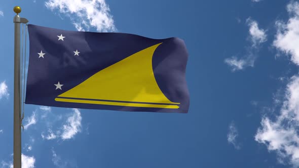 Tokelau Flag (New Zealand) On Flagpole