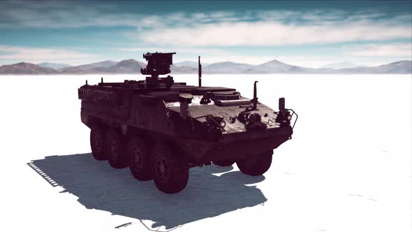 Military Tank in the White Desert