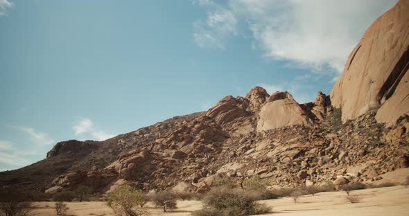 Big rocky hill on the side of the mountain, Erongo desert region of Namibia, 4k