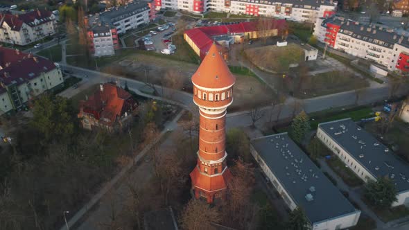 Aerial Drone View of Old Water Tower