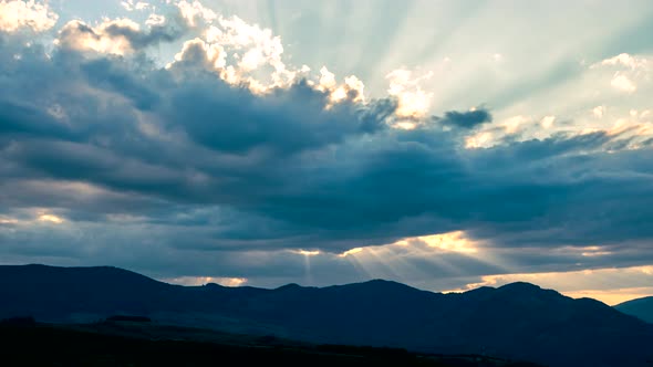 Sunset And Clouds In Mountains Timelapse