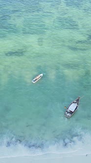 Tanzania  Vertical Video of the Ocean Near the Coast of Zanzibar Slow Motion