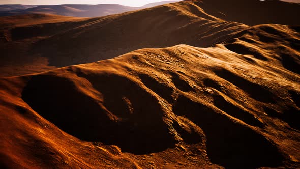 Aerial View of Red Desert with Sand Dune