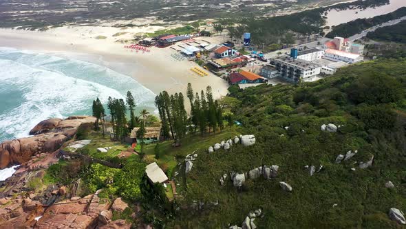 South America, Brazil. Aerial landscape of coast city of Florianopolis, Santa Catarina.