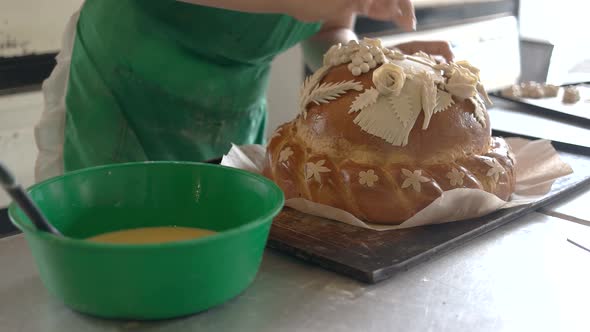 Woman Chef Decorating Wedding Bread