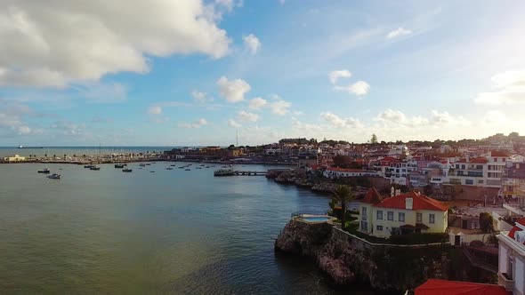 Coastline in Cascais with Its Luxury Houses Along the Cliff