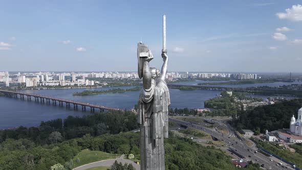 Kyiv, Ukraine: Aerial View of the Motherland Monument