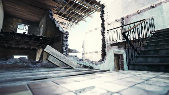 Abandoned Ruined Building After War