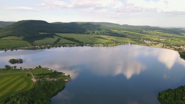 Aerial view of Teply vrch reservoir in Slovakia