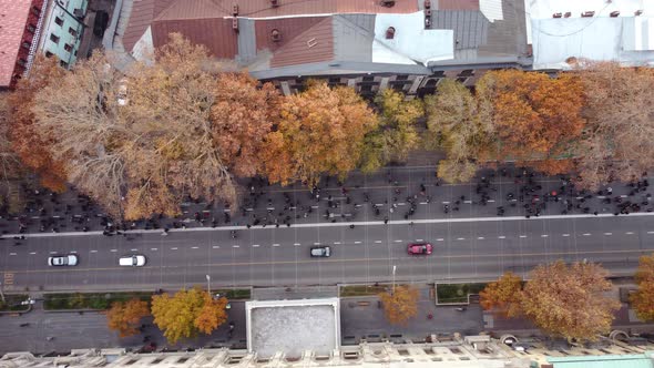 People Protest And Traffic Aerial