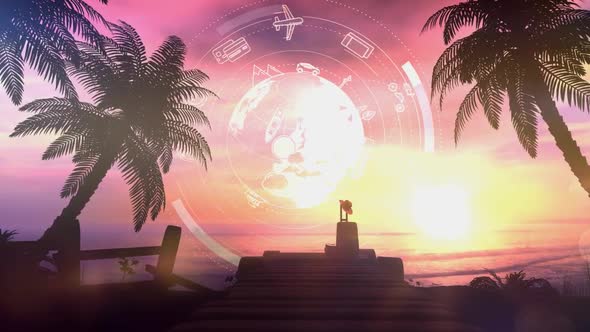 Lonely Suitcase On A Background Of Sunset In The Ocean 4K alt