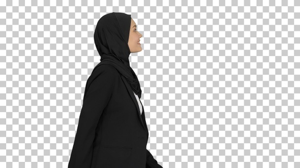 Smiling islamic female model wearing hijab, Alpha Channel