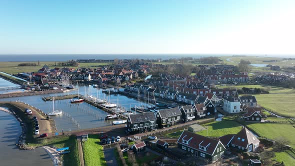 Harbour of Marken Old Historic Characteristic Picturesque Fishing Village Touristic Sight Seeing