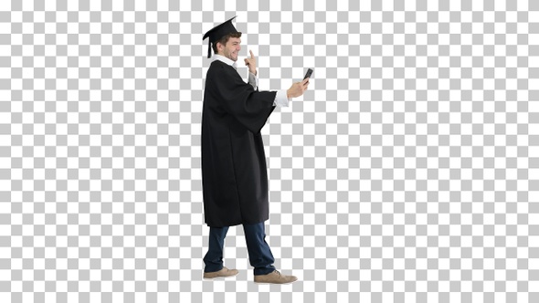 Graduate student taking selfie with different, Alpha Channel