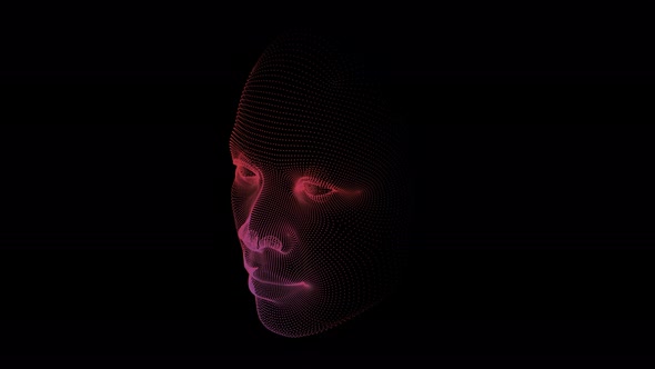 The Appearance of a Hologram of a Person's Face From a Black Background