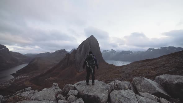 Hiker Awesome Mountain Landscape