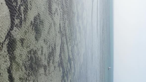 Vertical Video of the Ocean Near the Coast of Zanzibar Tanzania Aerial View