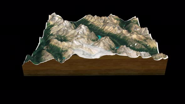 Banff National Park terrain map 3D render 360 degrees loop animation