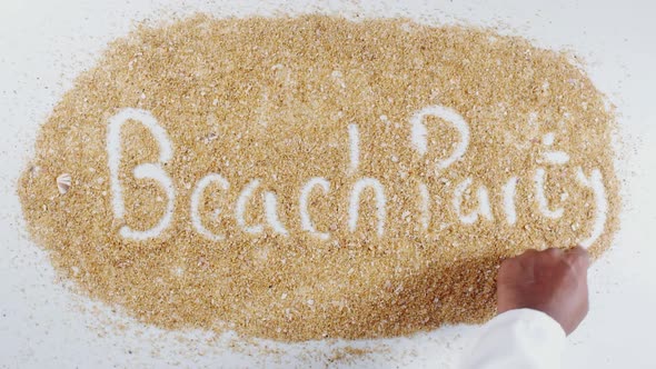 Sand Hand Writing Beach Party