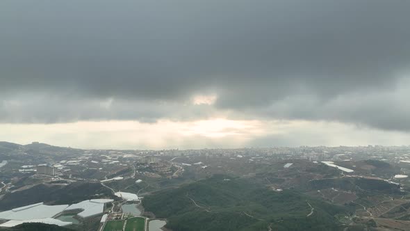 Clouds Over the city aerial view 4 K