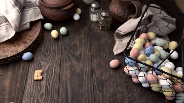 Man put word Easter on table